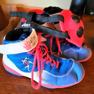 4 Time All American wrestling shoes & ASICS headgear